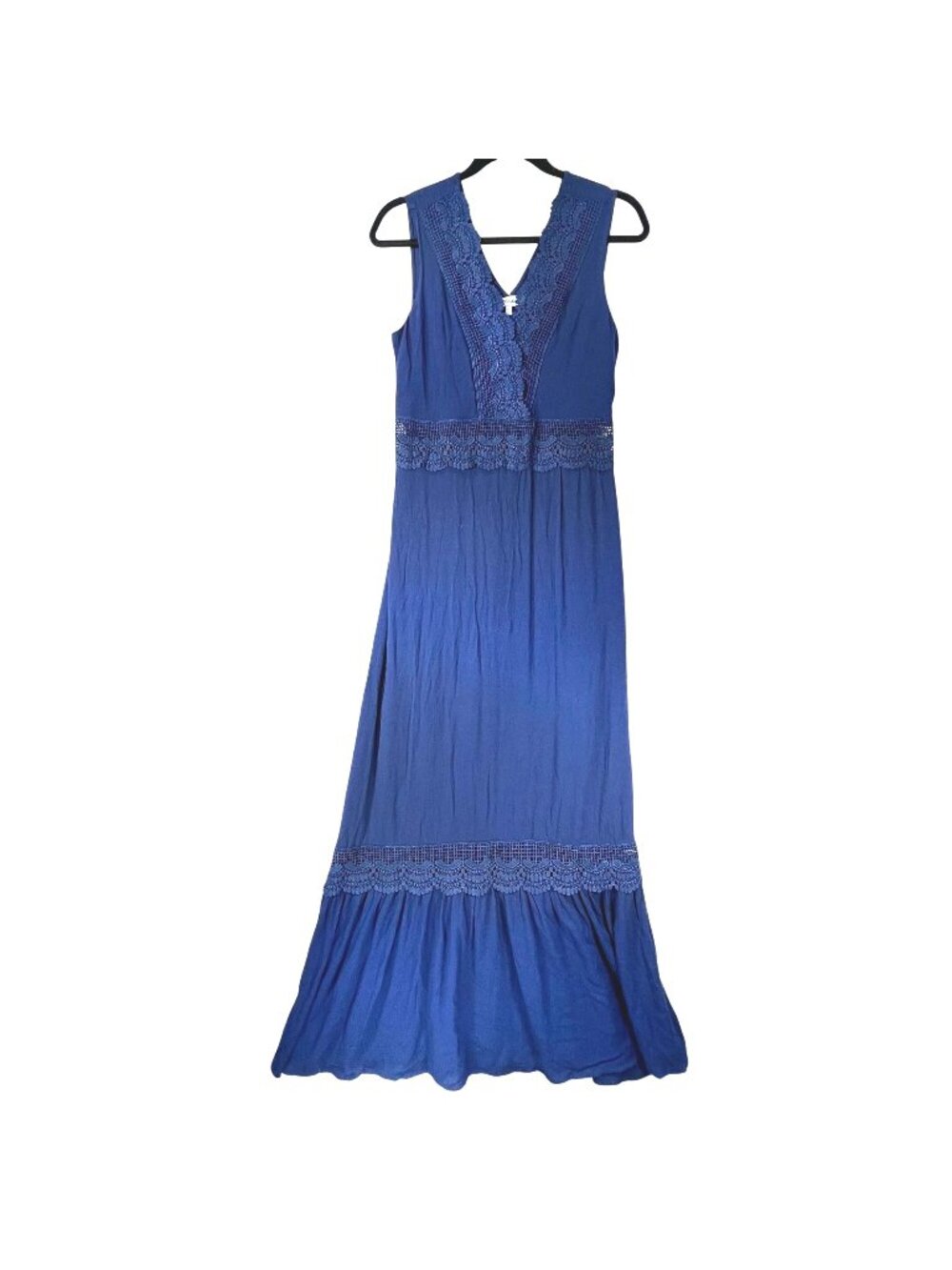 Bailey Blue Sleeveless Maxi Dress Lace V Neck Dark Blue XS Lined Boho Whimsical